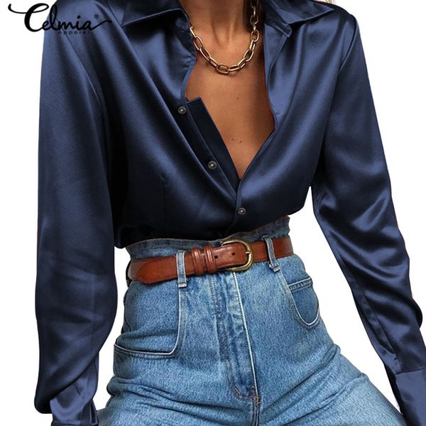 2021 fashion women office basic shirt celmia long sleeve satin blouses lapel buttons shirts elegan ol tunic solid blusas 7, White
2021 fashion women office basic shirt celmia long sleeve satin blouses lapel buttons shirts elegan ol tunic solid blusas 7, White