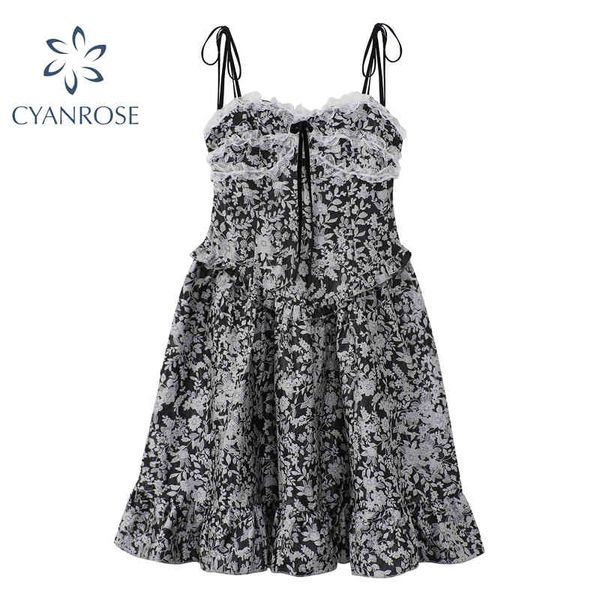 summer new women's lace print elegant dress women sleeveless spaghetti strap dresses korean sweet mori girl ins vestidos 210417, Black;gray
summer new women's lace print elegant dress women sleeveless spaghetti strap dresses korean sweet mori girl ins vestidos 210417, Black;gray