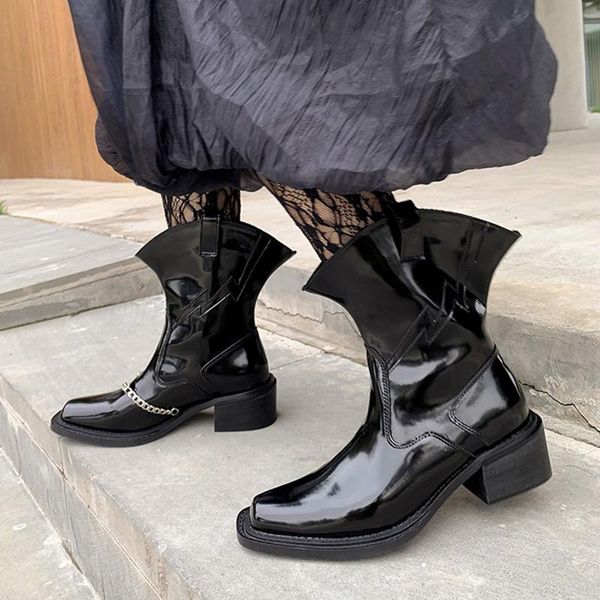 boots woman western autumn winter fashion short handsome chain shoes mid-calf british style ladies footwear, Black
boots woman western autumn winter fashion short handsome chain shoes mid-calf british style ladies footwear, Black