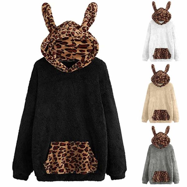 women's hoodies & sweatshirts casual loose plush leopard patchwork women long sleeve hooded warm sweatshirt with pockets autumn sweats, Black
women's hoodies & sweatshirts casual loose plush leopard patchwork women long sleeve hooded warm sweatshirt with pockets autumn sweats, Black
