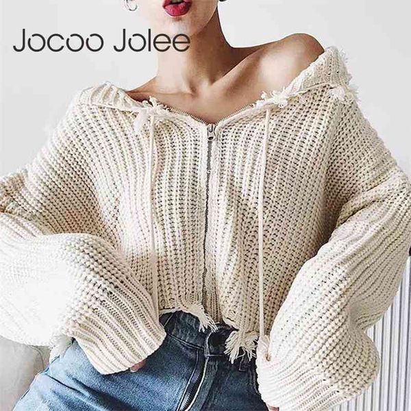 women long sleeve hooded sweater cardigan vintage solid hollow tassel crop knitted coat batwing zipper outwear 210416, White;black
women long sleeve hooded sweater cardigan vintage solid hollow tassel crop knitted coat batwing zipper outwear 210416, White;black