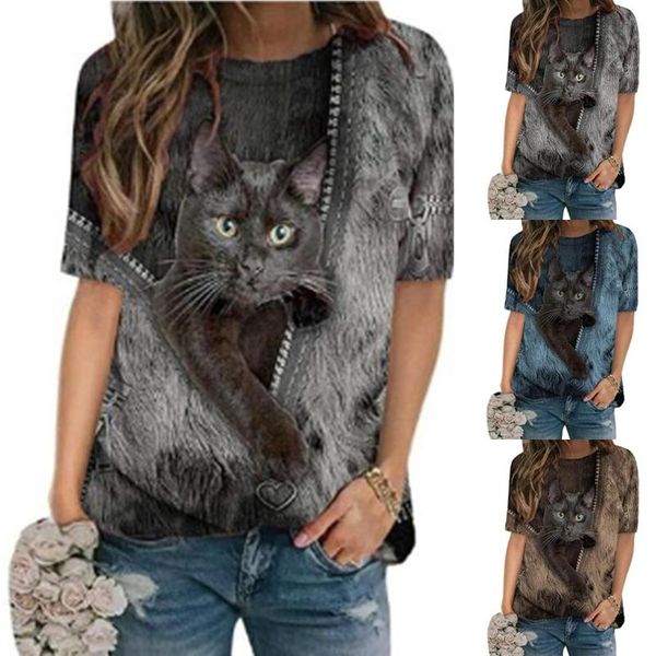 women's t-shirt 2021 plus size ladies vintage cat print women o-neck short sleeve loose shirts summer casual oversized, White
women's t-shirt 2021 plus size ladies vintage cat print women o-neck short sleeve loose shirts summer casual oversized, White