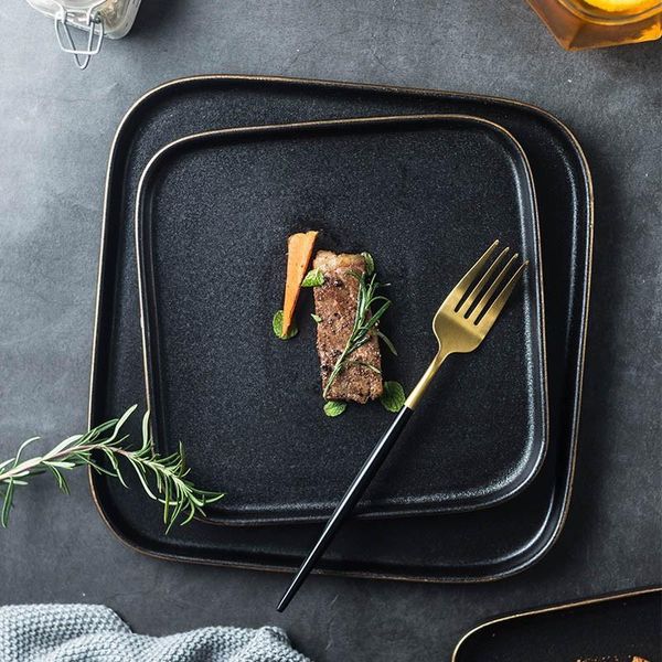 retro ceramic black steak dinner plates porcelain square matte frosted scratch-resistant dishes dinnerware dishware &
retro ceramic black steak dinner plates porcelain square matte frosted scratch-resistant dishes dinnerware dishware &