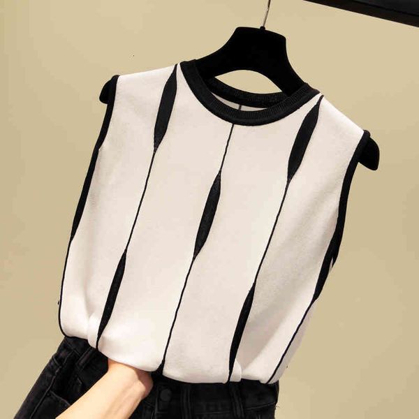 women's sweaters loose thin patchwork striped knitted tank women ice silk sleeveless slim summer black white arrival 70or, White;black
women's sweaters loose thin patchwork striped knitted tank women ice silk sleeveless slim summer black white arrival 70or, White;black
