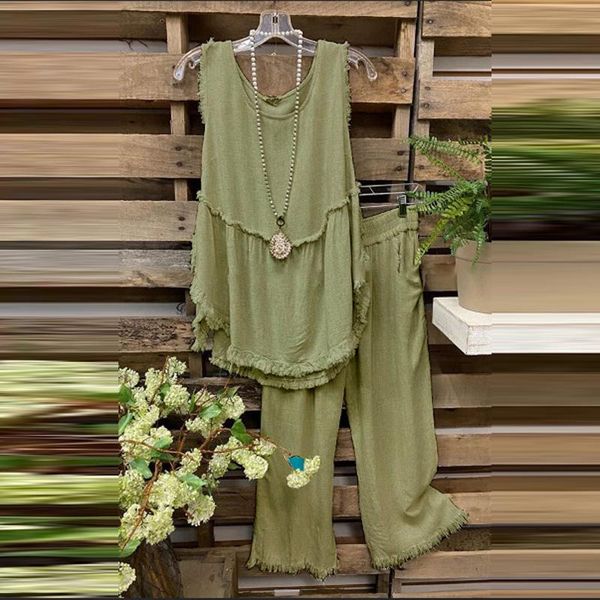 women's two piece pants 2021 spring summer tassel outfits women casual o neck t shirt and elastic waist sets solid sleeveless vest retr, White
women's two piece pants 2021 spring summer tassel outfits women casual o neck t shirt and elastic waist sets solid sleeveless vest retr, White