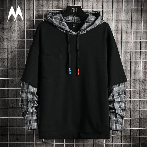 men's hoodies & sweatshirts plaid patchwork hoodie men 2021 brand harajuku high street oversized hooded streetwear clothing, Black
men's hoodies & sweatshirts plaid patchwork hoodie men 2021 brand harajuku high street oversized hooded streetwear clothing, Black