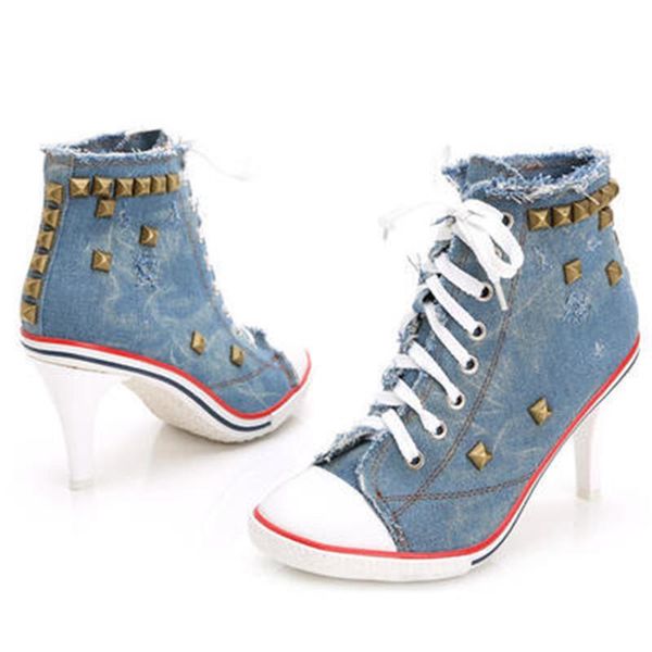 dress shoes 2021 autumn women's denim high heels rivet trendy canvas street style retro punk, Black
dress shoes 2021 autumn women's denim high heels rivet trendy canvas street style retro punk, Black