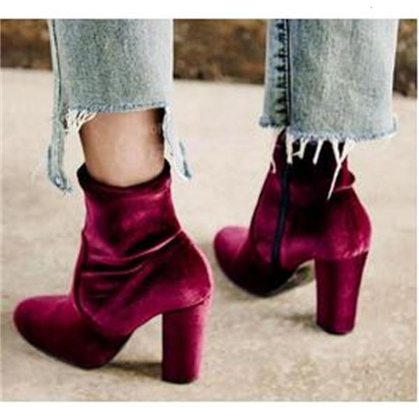 boot spring plus round toe thick stiletto woman velvet red wine high heels runway ankle boots ship, Black
boot spring plus round toe thick stiletto woman velvet red wine high heels runway ankle boots ship, Black