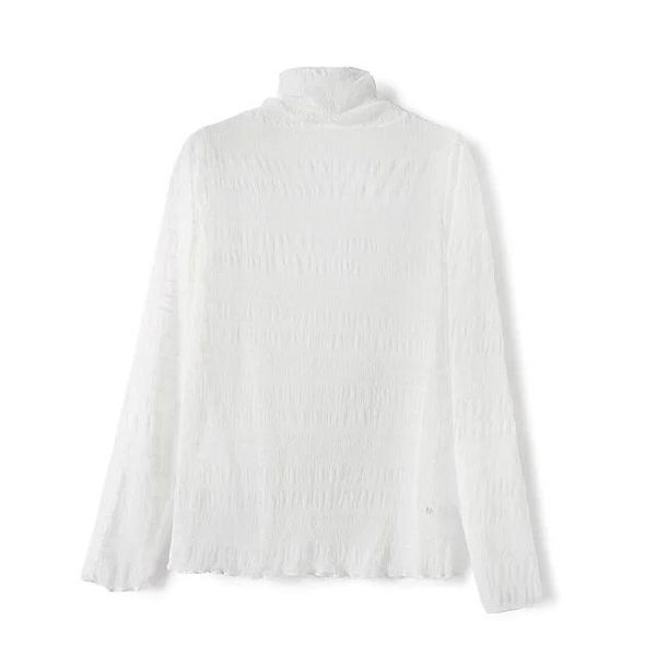 women's t-shirt turtleneck lace women bottoming shirt long sleeve casual wild lady, White
women's t-shirt turtleneck lace women bottoming shirt long sleeve casual wild lady, White