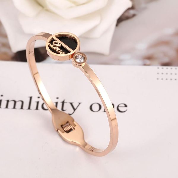 bangle v-235 european and american fashion rose gold plated diamond bracelet english letters simple black face titanium steel
bangle v-235 european and american fashion rose gold plated diamond bracelet english letters simple black face titanium steel