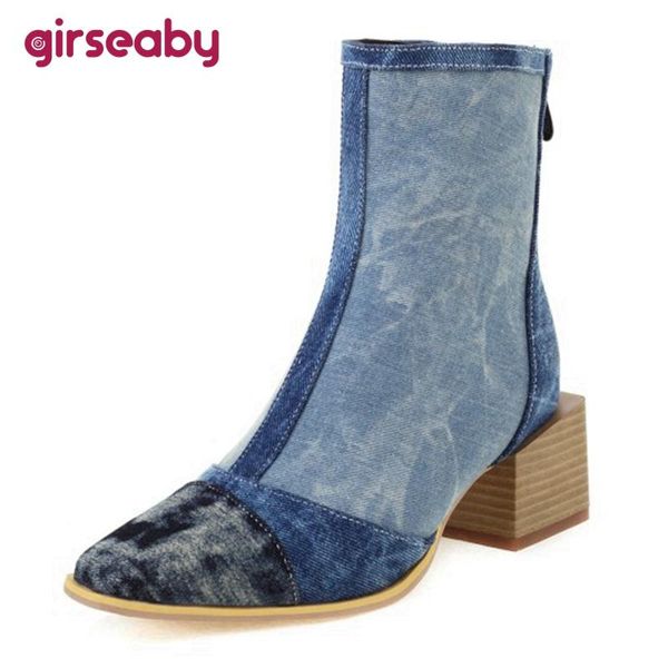 boots girseaby 2021 designer gothic black ankle for women mortorcycle pointed toe square mid heel zipper blue big size 48 s2451 
boots girseaby 2021 designer gothic black ankle for women mortorcycle pointed toe square mid heel zipper blue big size 48 s2451