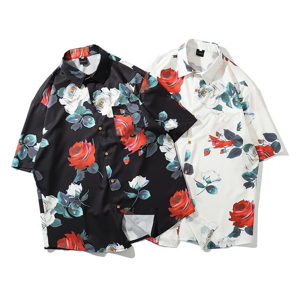 men's casual shirts men loose shirt short sleeves hawaiian for with print, White;black
men's casual shirts men loose shirt short sleeves hawaiian for with print, White;black