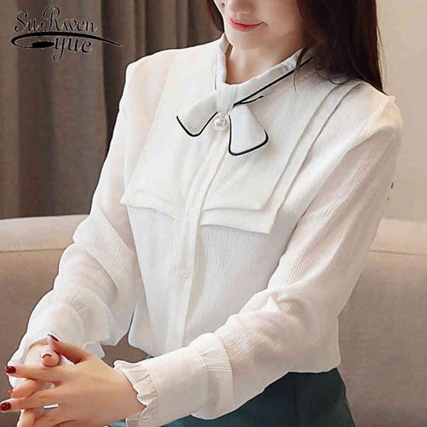 women and chiffon blouse spring shirt bow collar office long sleeve shirts 2146 50 210521, White
women and chiffon blouse spring shirt bow collar office long sleeve shirts 2146 50 210521, White