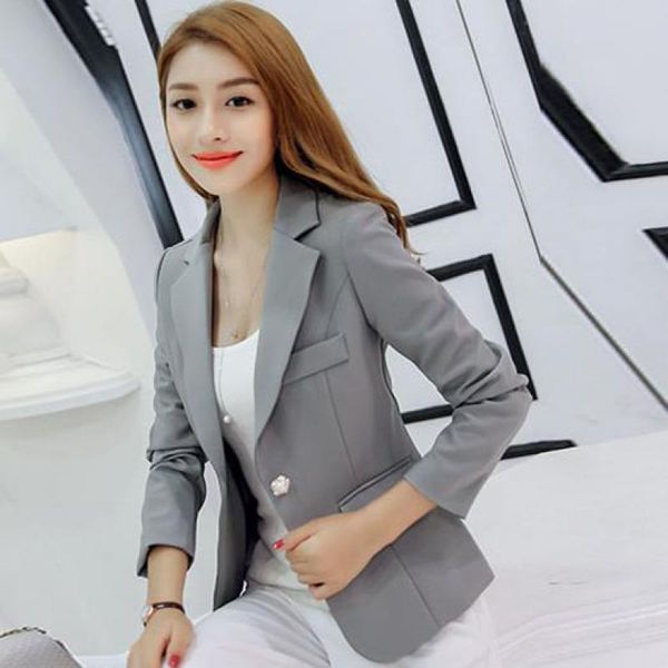 women's jackets thin coats 2021 autumn korean suit small jacket slim wild fashion long sleeves one button large size women xxl, Black;brown 
women's jackets thin coats 2021 autumn korean suit small jacket slim wild fashion long sleeves one button large size women xxl, Black;brown