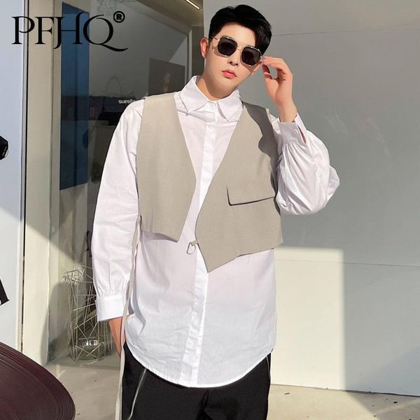 men's casual shirts pfhq autumn loose long sleeve korean elegant shirt detachable vest two piece clothes ins trends 21d8701, White;black
men's casual shirts pfhq autumn loose long sleeve korean elegant shirt detachable vest two piece clothes ins trends 21d8701, White;black