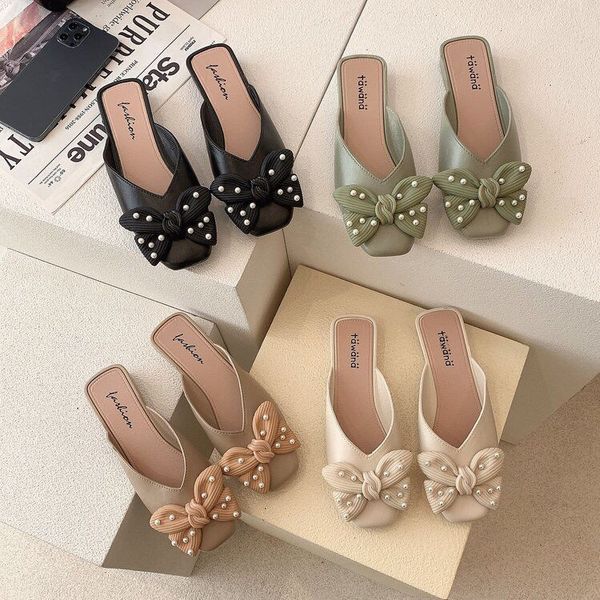 square head bowknot lady half slippers female forest retro pearl spring new all-match fashion muller womens shoes, Black
square head bowknot lady half slippers female forest retro pearl spring new all-match fashion muller womens shoes, Black