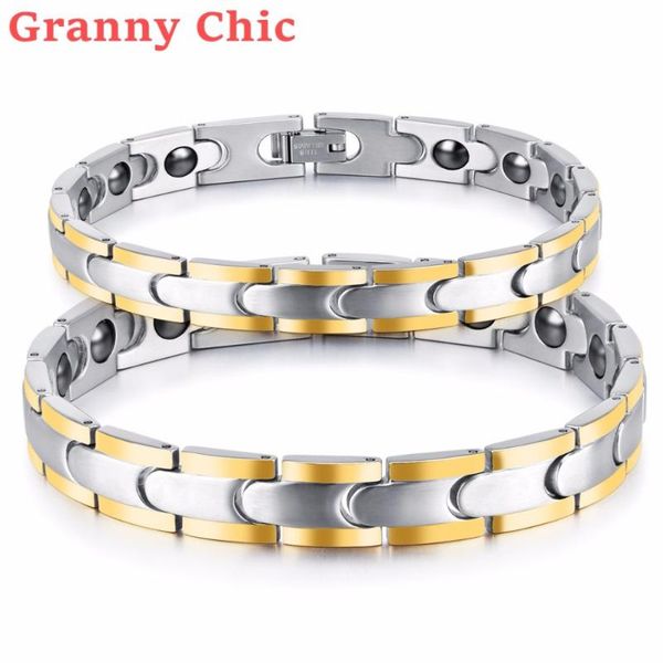 link, chain granny chic couple's stainless steel magnetic bracelets bangles for women health female jewelry energy therapy with magnet, Black
link, chain granny chic couple's stainless steel magnetic bracelets bangles for women health female jewelry energy therapy with magnet, Black