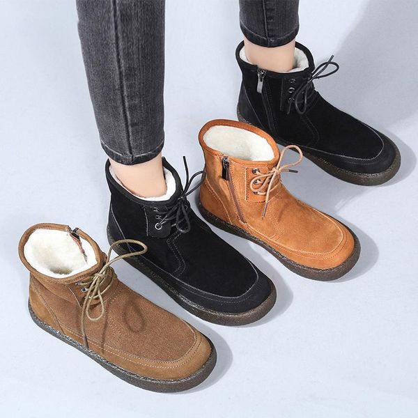 boots women's genuine leather winter ladies wool platform marting shoes woman ankle solid snow female short fluff footwear, Black
boots women's genuine leather winter ladies wool platform marting shoes woman ankle solid snow female short fluff footwear, Black