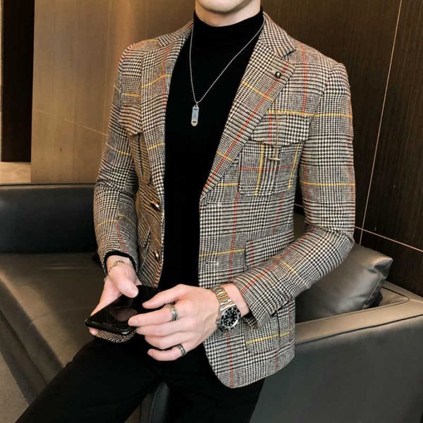 autumn plaid men blazers casual slim fit suit jacket woolen wedding dress coat business streetwear social costume homme 210527, White;black
autumn plaid men blazers casual slim fit suit jacket woolen wedding dress coat business streetwear social costume homme 210527, White;black