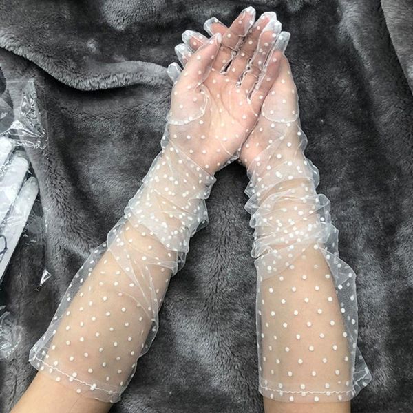 five fingers gloves 1pair women lace spots stretchy tulle dotted mittens full finger elegant mesh girls long ultra thin sunscreen, Blue;gray
five fingers gloves 1pair women lace spots stretchy tulle dotted mittens full finger elegant mesh girls long ultra thin sunscreen, Blue;gray