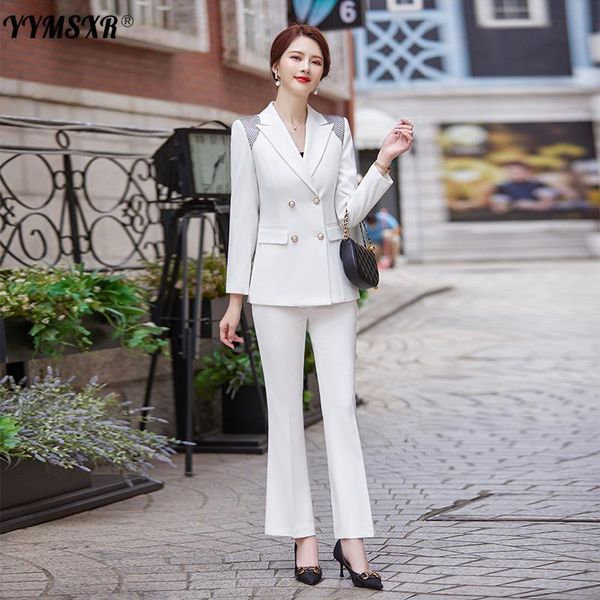 women's two piece pants plus size suit 2021 autumn and winter temperament professional blazer slim waist 2-piece set, White
women's two piece pants plus size suit 2021 autumn and winter temperament professional blazer slim waist 2-piece set, White