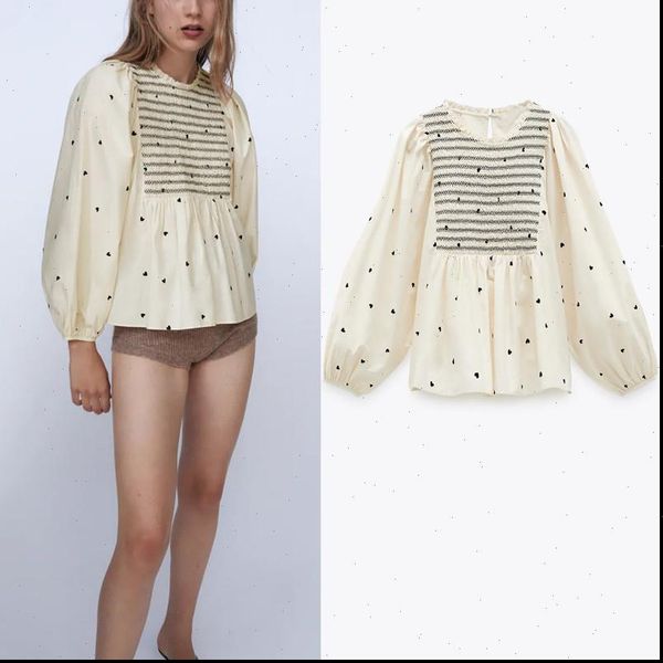 za vintage heart womens shirt print feminine o neck long balloon sleeve back opening smock pleated poplin blouses, White
za vintage heart womens shirt print feminine o neck long balloon sleeve back opening smock pleated poplin blouses, White