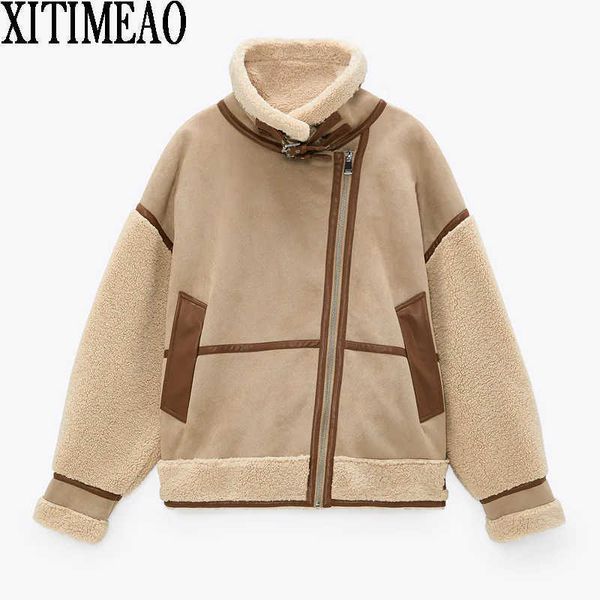 za women winter lambskin jacket coat casual fashion lamb faux fur overcoat fluffy loose oversized thicken warm outerwear 210602, Black;brown
za women winter lambskin jacket coat casual fashion lamb faux fur overcoat fluffy loose oversized thicken warm outerwear 210602, Black;brown