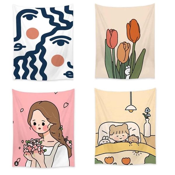 4pcs cartoon mandala tapestry tarot wall hanging boho carpet gypsy tapiz witchcraft decor tapestries