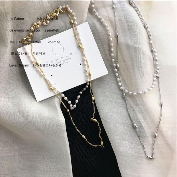 korean vintage necklace long gold chain for women double highlight pearl handmade jewelry accessory chains, Silver
korean vintage necklace long gold chain for women double highlight pearl handmade jewelry accessory chains, Silver