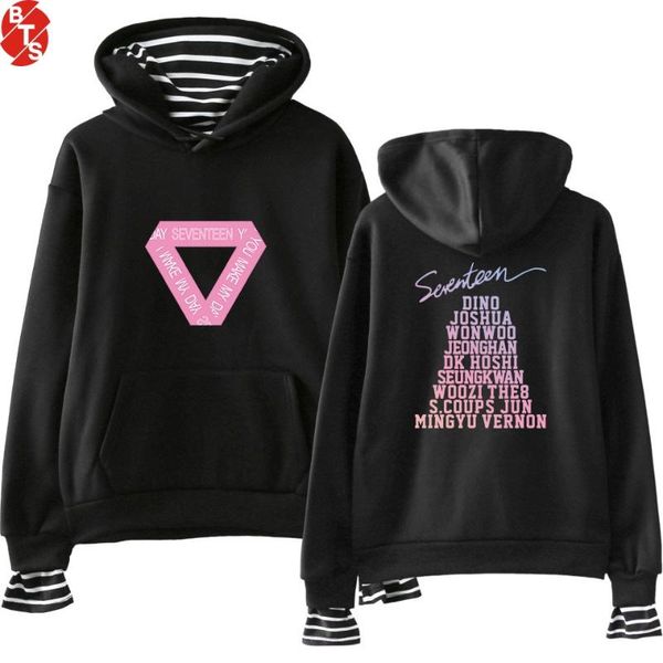 women's hoodies & sweatshirts seventeen kpop printed fake two piece women long sleeve fashion hooded 2021 style casual trendy, Black
women's hoodies & sweatshirts seventeen kpop printed fake two piece women long sleeve fashion hooded 2021 style casual trendy, Black
