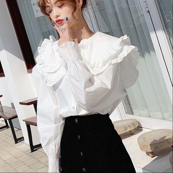 kawaii style peter pan women blouses collar lolita white korean fashion preppy shirts long sleeve k69
kawaii style peter pan women blouses collar lolita white korean fashion preppy shirts long sleeve k69