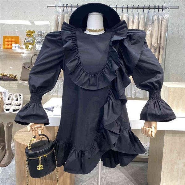 dresses niche aging reduction design flounches loose dressed burnt shirt, Black;gray
dresses niche aging reduction design flounches loose dressed burnt shirt, Black;gray