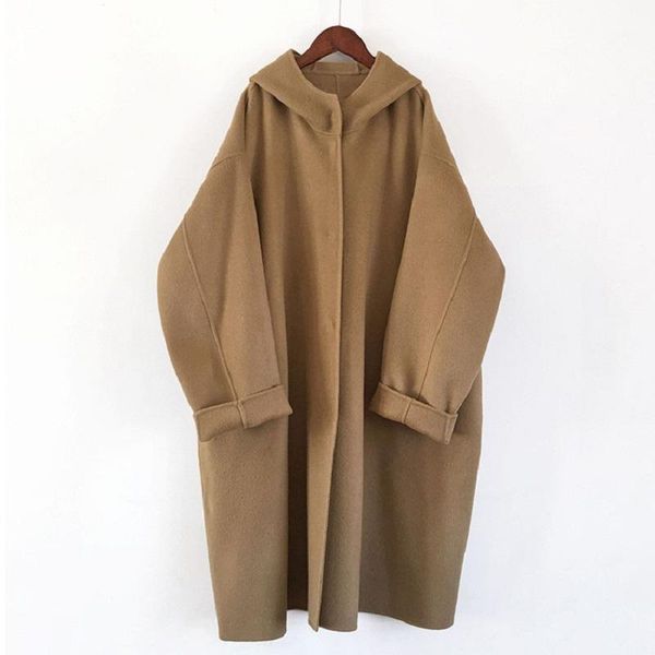 women's wool & blends style long winter overcoat with hood coats and jackets for women flyr037, Black
women's wool & blends style long winter overcoat with hood coats and jackets for women flyr037, Black