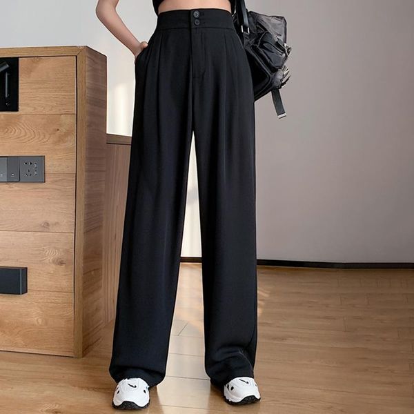 women's pants & capris loose straight female trousers women office lady pant solid lengthen black casual high waist wide leg 2021 summe, Black;white
women's pants & capris loose straight female trousers women office lady pant solid lengthen black casual high waist wide leg 2021 summe, Black;white