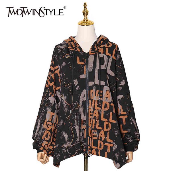twotwinstyle loose print high street coat for women b neck long sleeve casual coats female spring fashion clothing 210517, Black;brown
twotwinstyle loose print high street coat for women b neck long sleeve casual coats female spring fashion clothing 210517, Black;brown