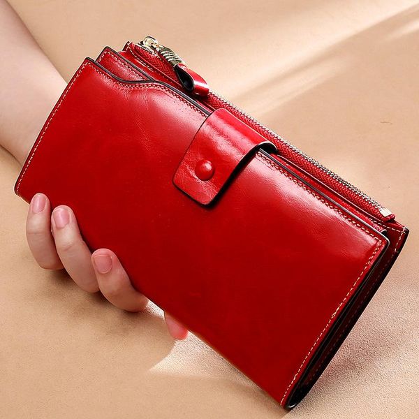 wallets rfid long women's wallet female purses card holder genuine leather clutch bag oil wax mobile phone, Red;black
wallets rfid long women's wallet female purses card holder genuine leather clutch bag oil wax mobile phone, Red;black