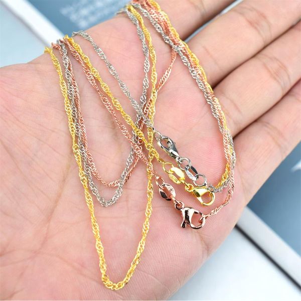 chains ladies water wave necklace chain stainless steel rope jewelry accessories diy bulk wholesale, Silver