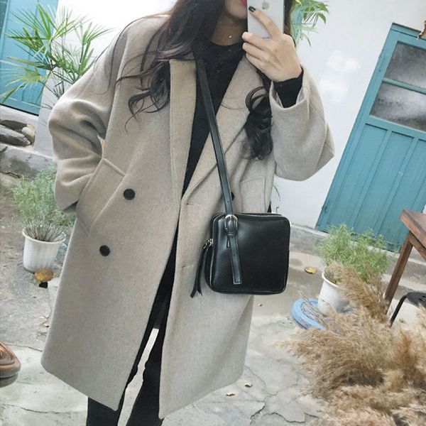 women's wool & blends autumn and winter thick woolen coat women's mid-length student hepburn style fashion loose korean 5zji, Black
women's wool & blends autumn and winter thick woolen coat women's mid-length student hepburn style fashion loose korean 5zji, Black