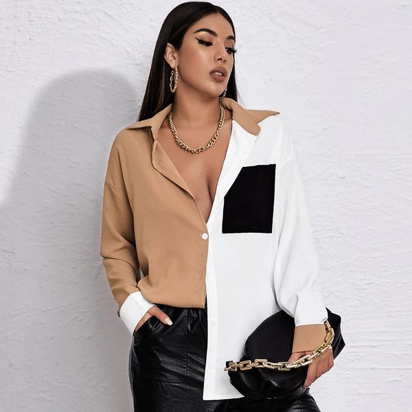 men's t-shirts 2021 autumn and winter style contrast stitching jacket pocket long-sleeved chiffon shirt women, White;black
men's t-shirts 2021 autumn and winter style contrast stitching jacket pocket long-sleeved chiffon shirt women, White;black