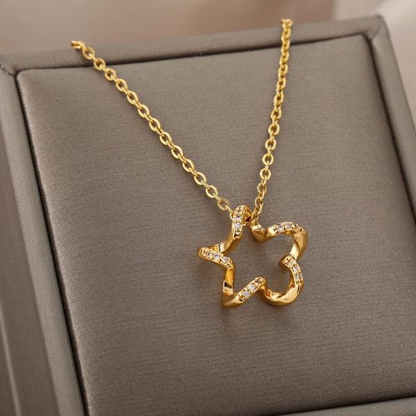 pendant necklaces star for women stainless steel gold pentagon-star zircon choker necklace simple jewlery gift bijoux femme, Silver
pendant necklaces star for women stainless steel gold pentagon-star zircon choker necklace simple jewlery gift bijoux femme, Silver
