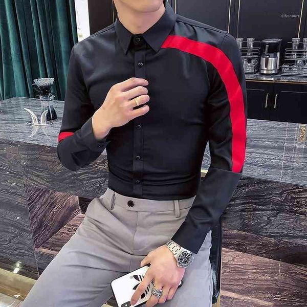 men's casual gzdeerax red splicing luxury long sleeve spring party mens dress shirts fashion slim fit nightclub male1 4d7i, White;black
men's casual gzdeerax red splicing luxury long sleeve spring party mens dress shirts fashion slim fit nightclub male1 4d7i, White;black