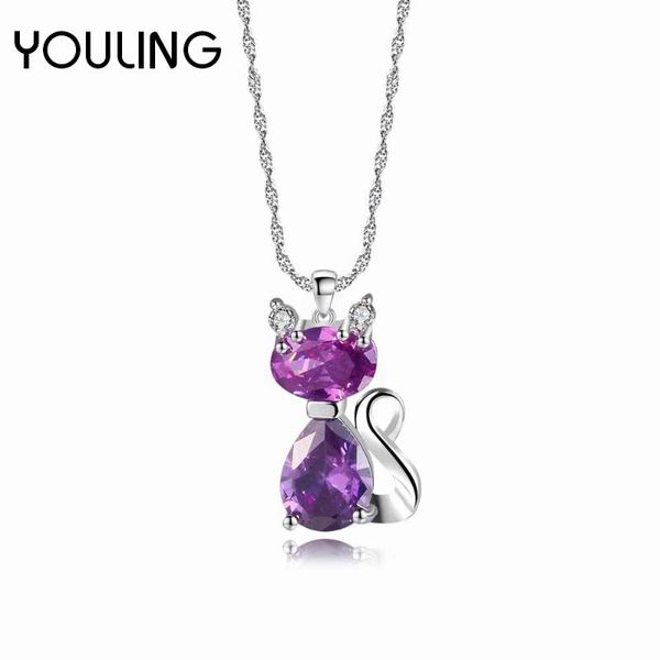 cute cat water-wave chain necklace pendant female inlaid copper zircon simple arr necklaces, Silver
cute cat water-wave chain necklace pendant female inlaid copper zircon simple arr necklaces, Silver