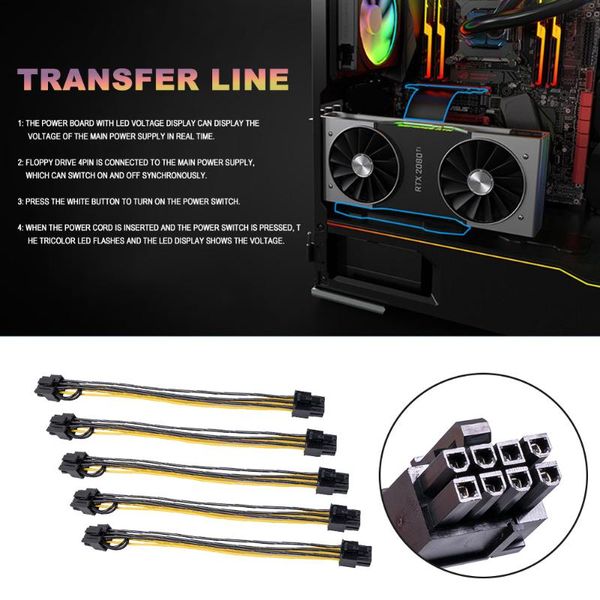computer cables & connectors 6 pin to 8 (6+2) pcie adapter for video card gpu splitter power cable universal image cards mining server break
computer cables & connectors 6 pin to 8 (6+2) pcie adapter for video card gpu splitter power cable universal image cards mining server break