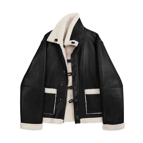 women's fur & faux winter women thick warm vintage patchwork coats lambswool biker jackets coat chic loose leather outwear female overc, Black
women's fur & faux winter women thick warm vintage patchwork coats lambswool biker jackets coat chic loose leather outwear female overc, Black