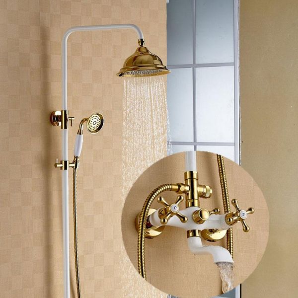 golden white brass bathroom faucet shower set ratatable lifting type water heater mixer taps 0017 sets
golden white brass bathroom faucet shower set ratatable lifting type water heater mixer taps 0017 sets