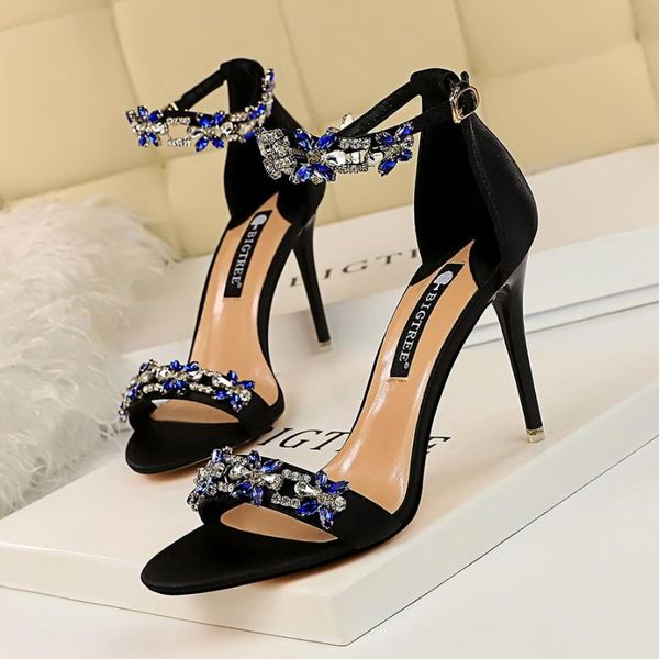 european american style banquet high heels shoes fine high-heeled satin open toe rhinestone field strap sandals, Black
european american style banquet high heels shoes fine high-heeled satin open toe rhinestone field strap sandals, Black