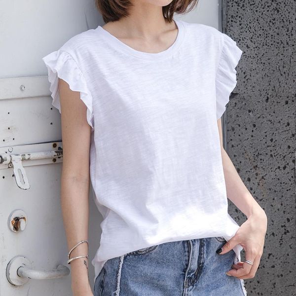 summer arrival ruffles 100%cotton short sleeve white t shirt women korean loose tee femme o-neck fashion women's t-shirt
summer arrival ruffles 100%cotton short sleeve white t shirt women korean loose tee femme o-neck fashion women's t-shirt