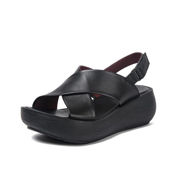 est summer fish mouth open shoes woman sandals thick bottom wedge high heels roman style elegant comfort casual, Black
est summer fish mouth open shoes woman sandals thick bottom wedge high heels roman style elegant comfort casual, Black