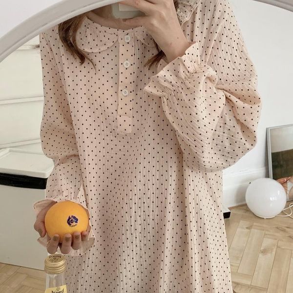 cotton polka dot nightgowns womens sleepwears sleepdress autumn ruffles peter full pan collar midi homewear dress apricot korea nightdress y, Black;red
cotton polka dot nightgowns womens sleepwears sleepdress autumn ruffles peter full pan collar midi homewear dress apricot korea nightdress y, Black;red