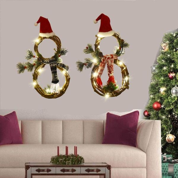 decorative flowers & wreaths christmas led lighted rattan circle wreath with hat scarf snowman shaped garland hanging pendant for xmas holid
decorative flowers & wreaths christmas led lighted rattan circle wreath with hat scarf snowman shaped garland hanging pendant for xmas holid